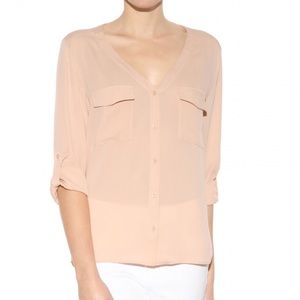 Alice + Olivia silk button down shirt, size XS